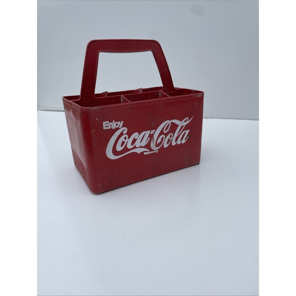 Vintage Coca-Cola Red Plastic 6 Pack Bottle Carrier Caddy Enjoy Coca-Cola Logo